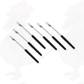 Cheese fondue forks - set of 6 - Dark wood handles