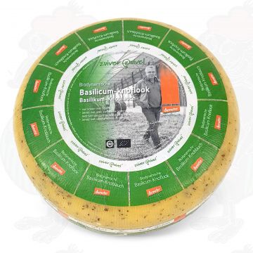Örtost basilika-vitlök Gouda Biodynamisk ost - Demeter | Hel ost 5 kilo