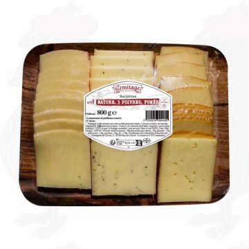 Naturell * 3 Pepparmix * Rökt | Raclette Ost i Skivor | 800g
