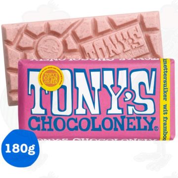 Tony's Chocolonely Vit 28% Hallon Knallgodis Chocolade Reep 180 g