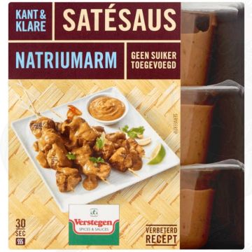 Verstegen Kant en Klare Satésaus Natriumarm 3 x 80 m