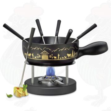 Spring Ostfondueset MONTANA svart/guld 22 cm