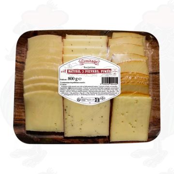 Naturell * 3 Pepparmix * Rökt | Raclette Ost i Skivor | 800g